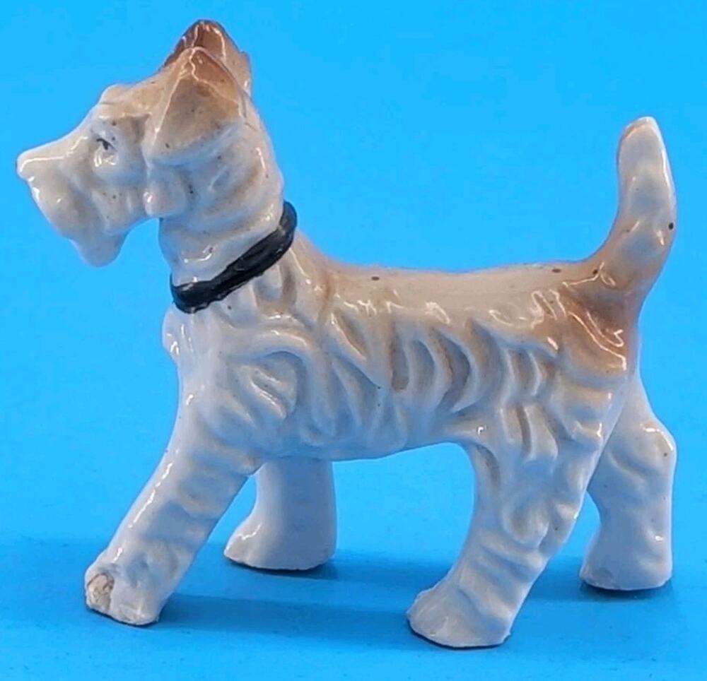 MCM Collectible Wire Fox Terrier Dog Figurine Japan Lusterware Glaze